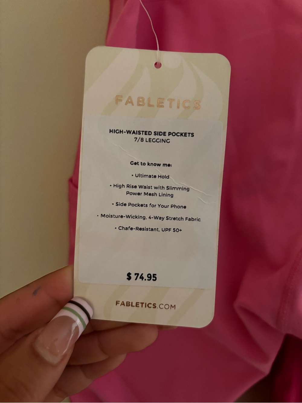Fabletics Girls Hot Pink Pocket Leggings - Picture 2 of 3